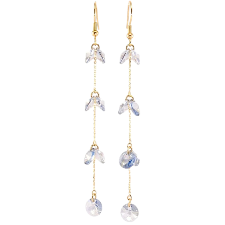 Серьги Xuping цвет 18K с кристаллами Swarovski французский замок Кристаллы Light Sapphire на цепочке фото №18