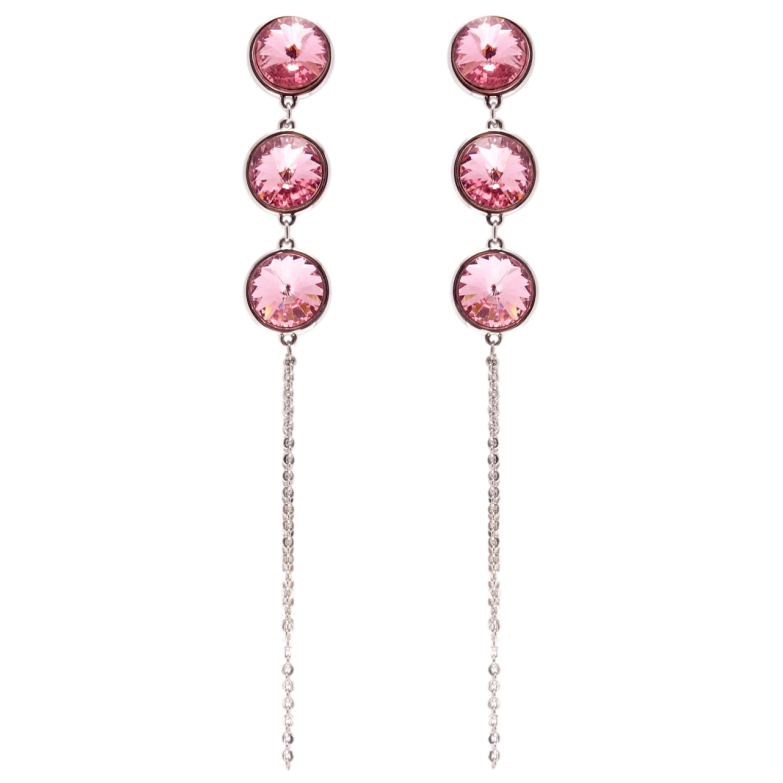 Сережки Xuping колір Родій з кристалами Swarovski пусети Кристали Rose на ланцюжку фото №8