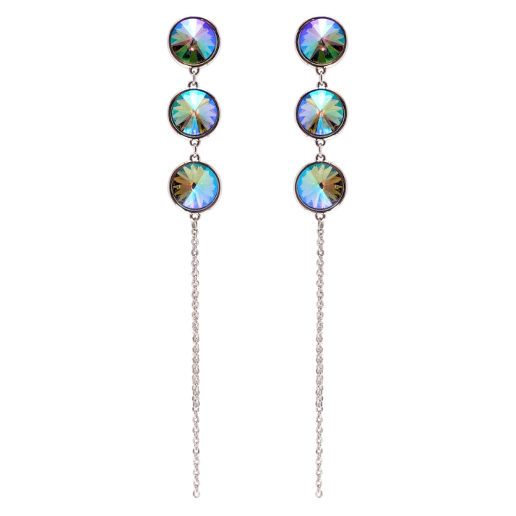 Сережки Xuping колір Родій з кристалами Swarovski пусети Кристали Paradise Shine на ланцюжку фото №25 Сережки Xuping колір Родій з кристалами Swarovski пусети Кристали Paradise Shine на ланцюжку фото №25