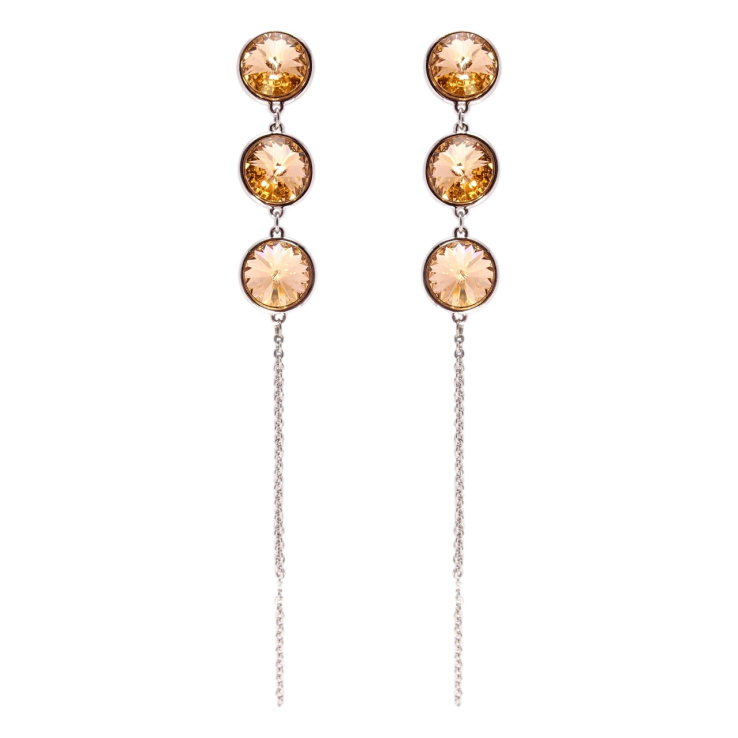 Сережки Xuping колір Родій з кристалами Swarovski пусети Кристали Copper на ланцюжку фото №18 Сережки Xuping колір Родій з кристалами Swarovski пусети Кристали Copper на ланцюжку фото №18