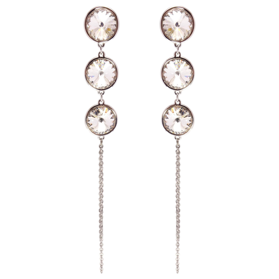 Серьги Xuping цвет Родий с кристаллами Swarovski пусеты Кристаллы Moonlightr на цепочке фото №1 Серьги Xuping цвет Родий с кристаллами Swarovski пусеты Кристаллы Moonlightr на цепочке фото №1