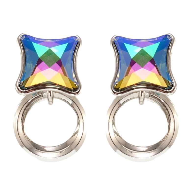 Сережки Xuping колір Родій з кристалами Swarovski пусети Кристали Scarabaeus Green колечки фото №3