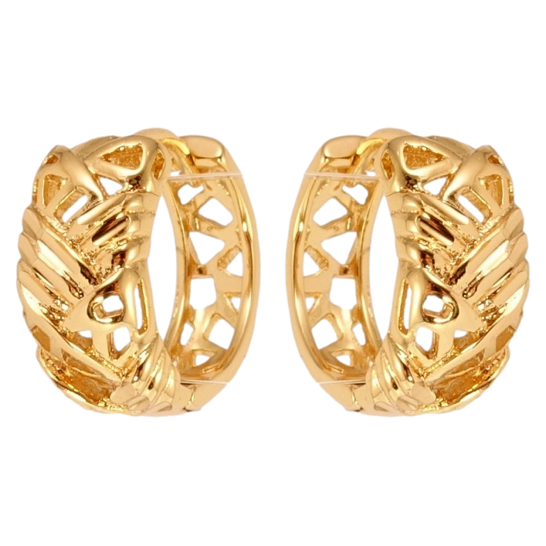 Сережки Xuping Позолота 18K колечка Косичка з різьбленим візерунком фото №5 Сережки Xuping Позолота 18K колечка Косичка з різьбленим візерунком фото №5