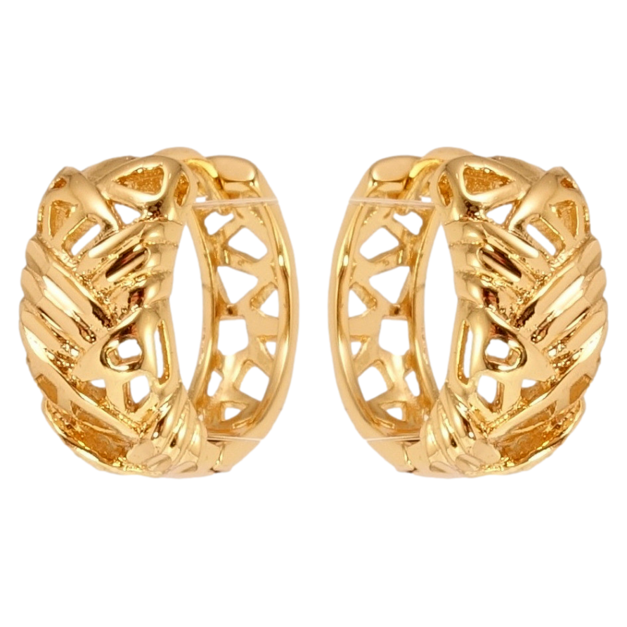 Серьги Xuping Позолота 18K колечки Косичка с резным узором фото №1 Серьги Xuping Позолота 18K колечки Косичка с резным узором фото №1