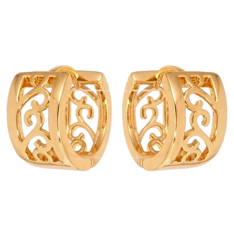 Серьги Xuping Позолота 18K колечки Резной вензельный орнамент фото №1 Серьги Xuping Позолота 18K колечки Резной вензельный орнамент фото №1