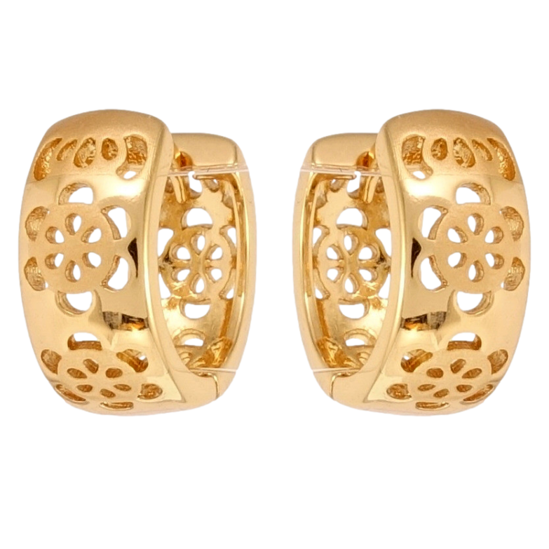 Серьги Xuping Позолота 18K колечки Резной цветочный орнамент с напылением фото №2