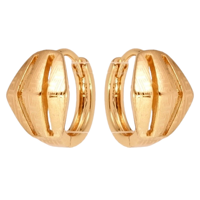Сережки Xuping Позолота 18K колечка Фігурні з меандровим візерунком напиленням фото №2 Сережки Xuping Позолота 18K колечка Фігурні з меандровим візерунком напиленням фото №2