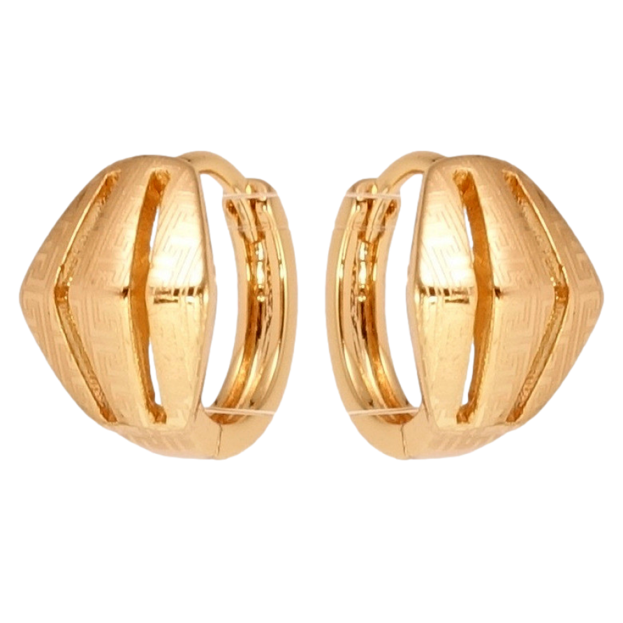 Серьги Xuping Позолота 18K колечки Фигурные с меандровым узором напылением фото №1 Серьги Xuping Позолота 18K колечки Фигурные с меандровым узором напылением фото №1