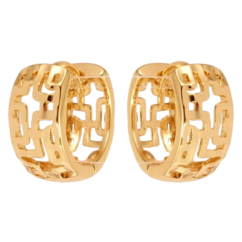 Серьги Xuping Позолота 18K колечки Декоративный резной орнамент фото №1 Серьги Xuping Позолота 18K колечки Декоративный резной орнамент фото №1