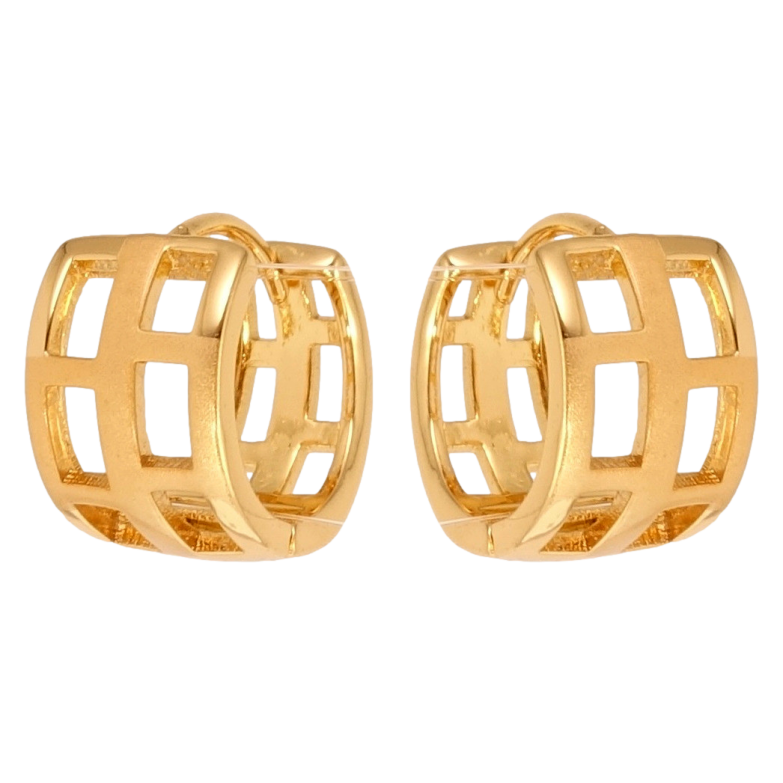 Серьги Xuping Позолота 18K колечки Решетчатый орнамент с напылением фото №1 Серьги Xuping Позолота 18K колечки Решетчатый орнамент с напылением фото №1