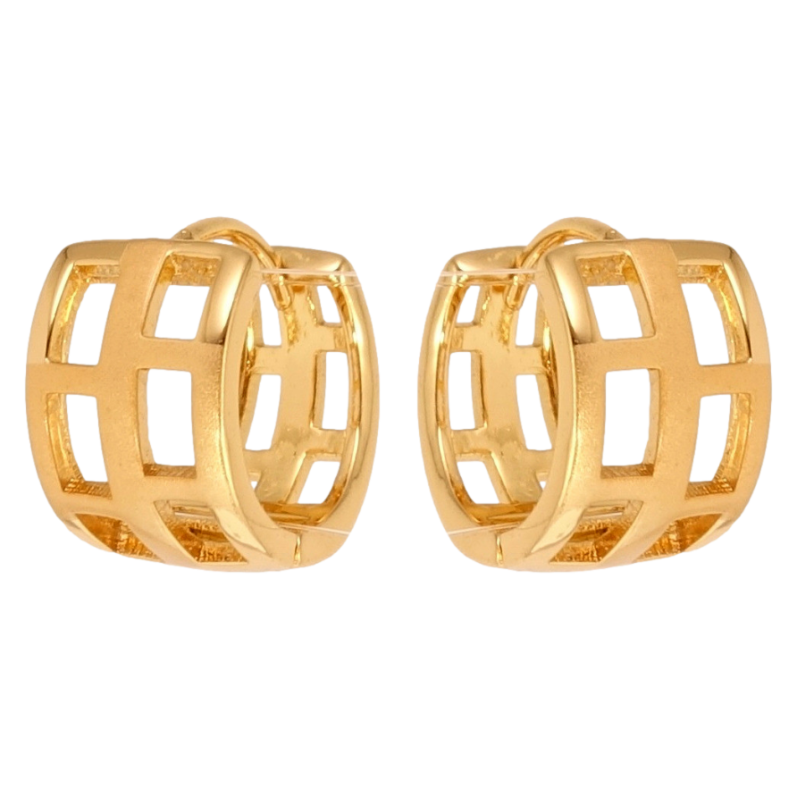 Серьги Xuping Позолота 18K колечки Решетчатый орнамент с напылением фото №1 Серьги Xuping Позолота 18K колечки Решетчатый орнамент с напылением фото №1