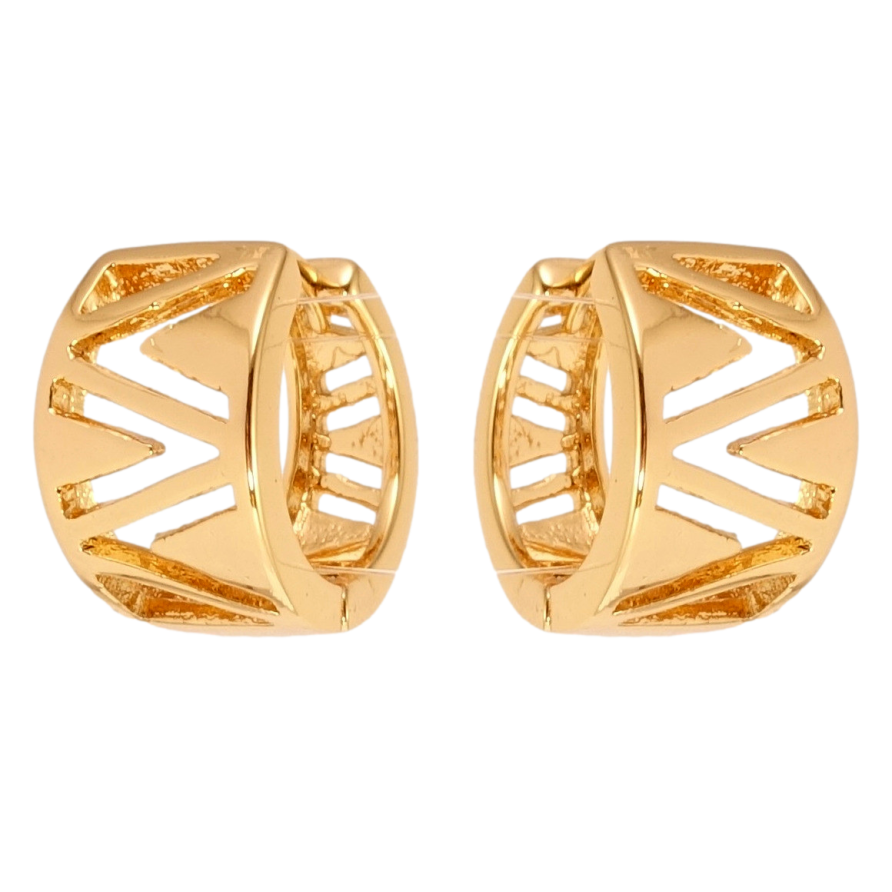 Серьги Xuping Позолота 18K колечки Широкие с резным зигзагообразным узором фото №1 Серьги Xuping Позолота 18K колечки Широкие с резным зигзагообразным узором фото №1