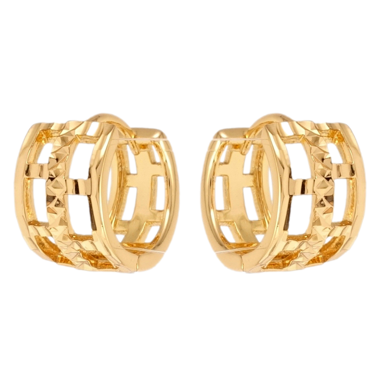 Серьги Xuping Позолота 18K колечки Решетчатый узор с насечками фото №1