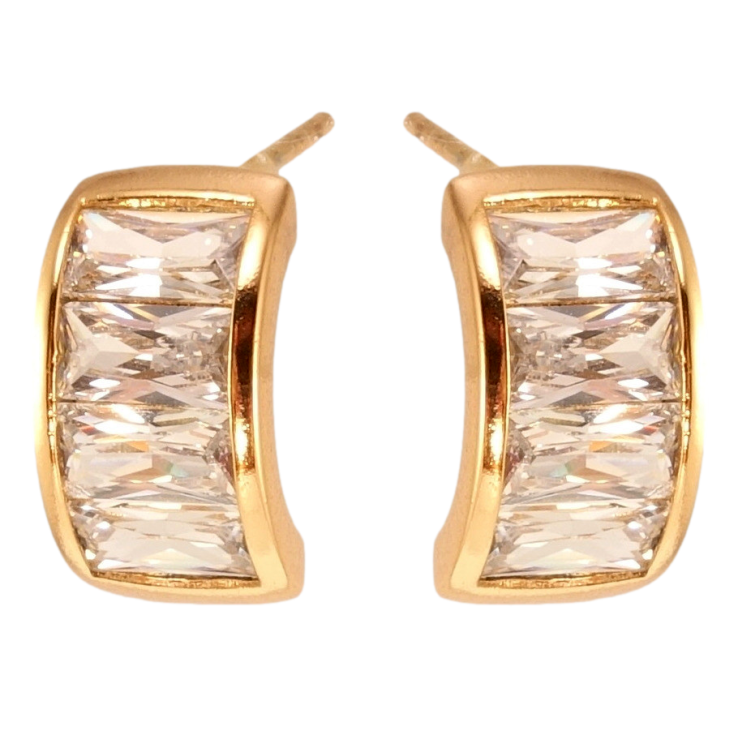 Серьги Xuping Позолота 18K пусеты Дуги с дорожками циркония фото №6