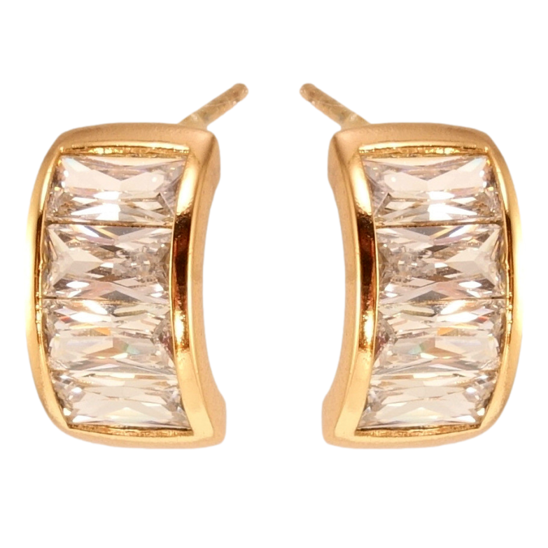 Серьги Xuping Позолота 18K пусеты Дуги с дорожками циркония фото №1 Серьги Xuping Позолота 18K пусеты Дуги с дорожками циркония фото №1