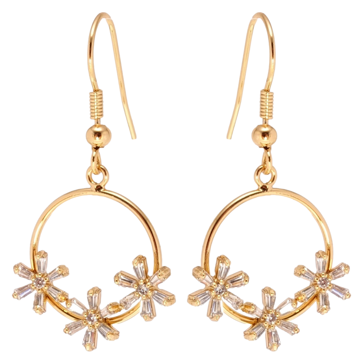 Серьги Xuping Позолота 18K французский замок Кольца с кристальными цветочками фото №20