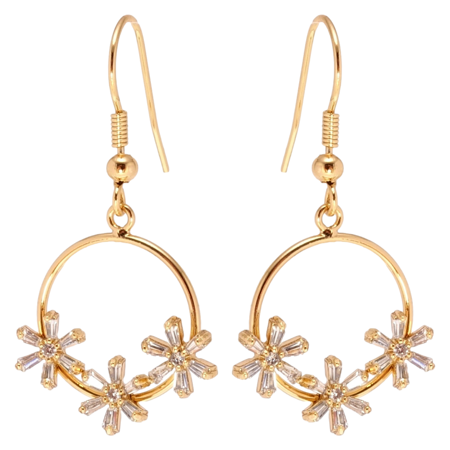 Серьги Xuping Позолота 18K французский замок Кольца с кристальными цветочками фото №1 Серьги Xuping Позолота 18K французский замок Кольца с кристальными цветочками фото №1