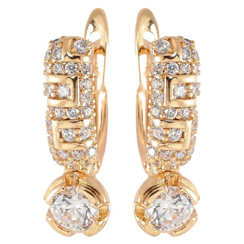 Сережки Xuping Позолота 18K англійський замок Інкрустація цирконієм фото №1 Сережки Xuping Позолота 18K англійський замок Інкрустація цирконієм фото №1