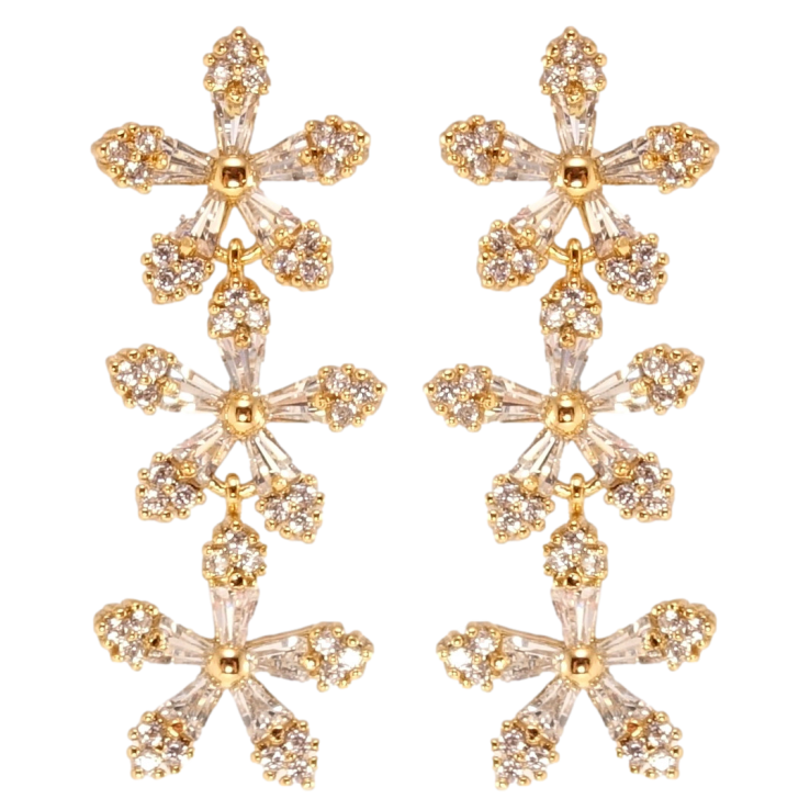 Серьги Xuping Позолота 18K пусеты Кристальные цветы фото №7