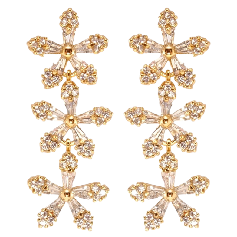 Сережки Xuping Позолота 18K пусети Кристальні квіти фото №3 Сережки Xuping Позолота 18K пусети Кристальні квіти фото №3