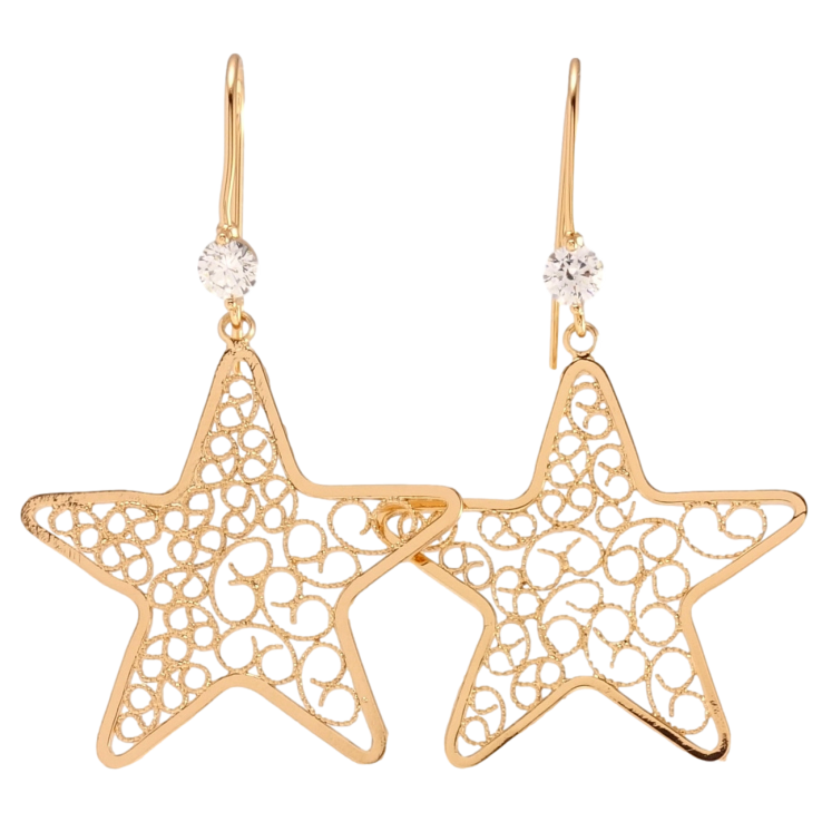 Серьги Xuping Позолота 18K французский замок Ажурные звезды узор на одну сторону фото №6