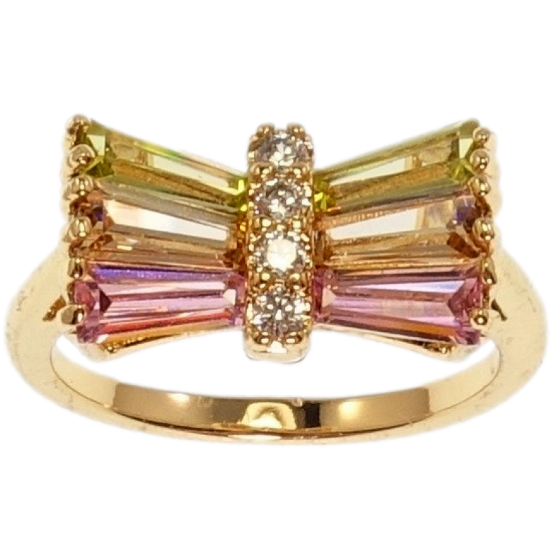 Каблучка Xuping Позолота 18K Бант з різнокольоровими кристалами фото №7 Каблучка Xuping Позолота 18K Бант з різнокольоровими кристалами фото №7