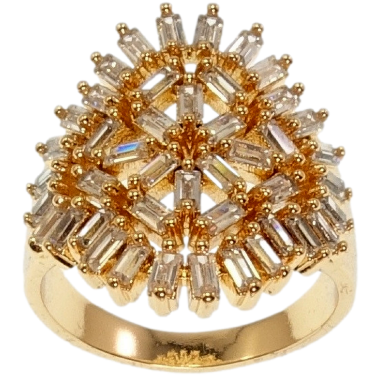 Кольцо Xuping Позолота 18K Декоративный Узор из Прямоугольных Кристаллов фото №2 Кольцо Xuping Позолота 18K Декоративный Узор из Прямоугольных Кристаллов фото №2
