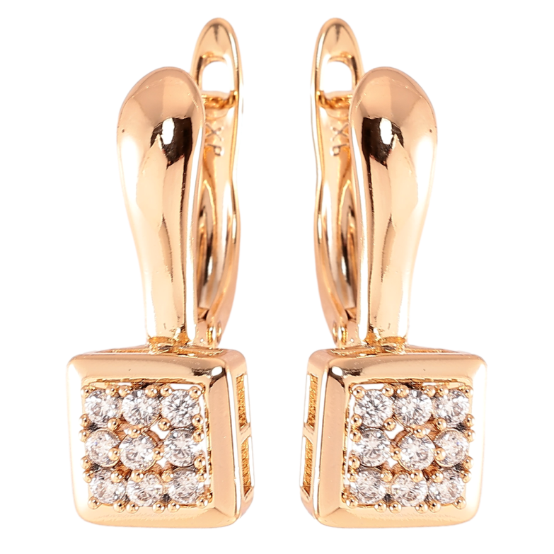 Серьги Xuping Позолота 18K английский замок Инкрустация цирконием фото №3
