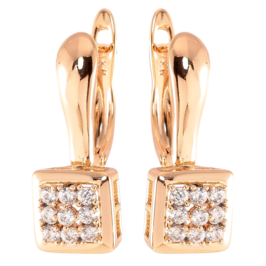 Серьги Xuping Позолота 18K английский замок Инкрустация цирконием фото №1 Серьги Xuping Позолота 18K английский замок Инкрустация цирконием фото №1