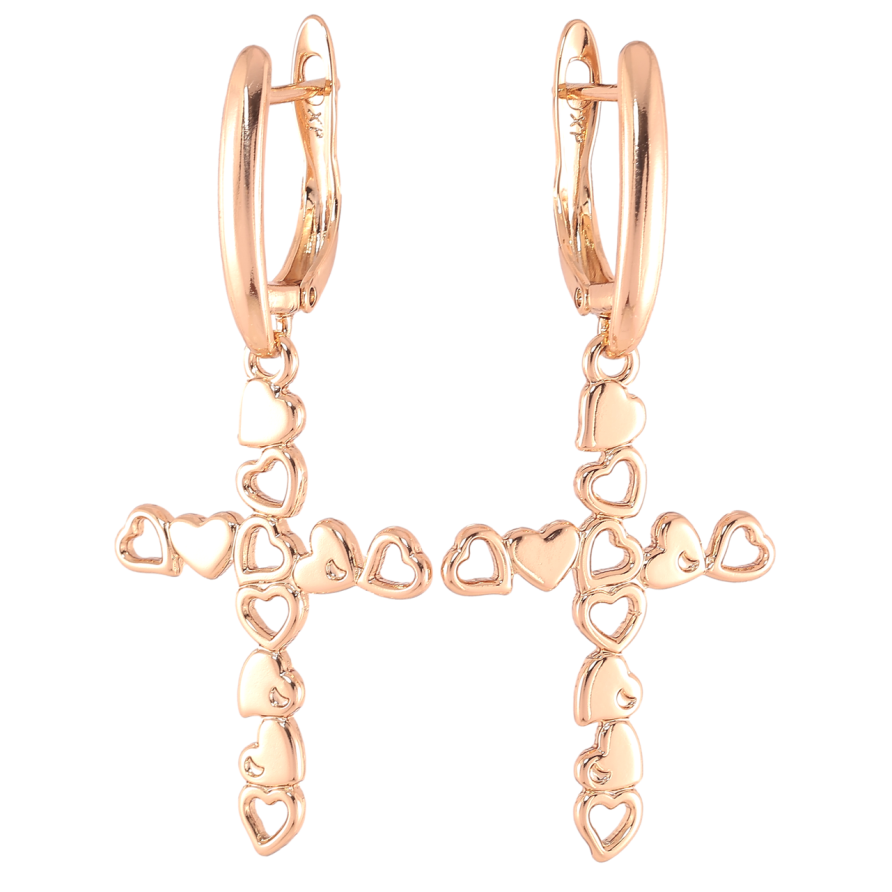 Серьги Xuping Позолота 18K английский замок Крестики из сердечек фото №1 Серьги Xuping Позолота 18K английский замок Крестики из сердечек фото №1