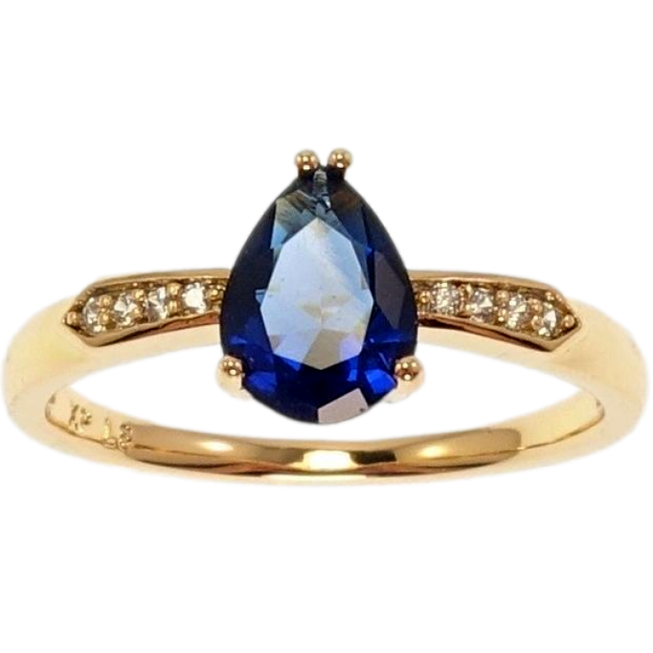 Кольцо Xuping Позолота 18K Синяя кристальная капля фото №4 Кольцо Xuping Позолота 18K Синяя кристальная капля фото №4