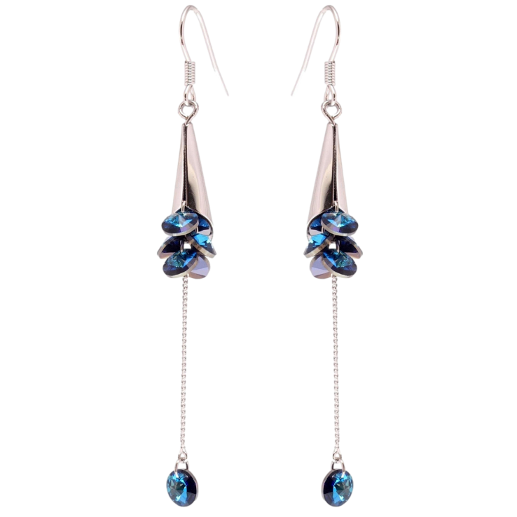Серьги Xuping цвет Родий с кристаллами Swarovski французский замок Изящные подвески с кристаллами Bermuda фото №10