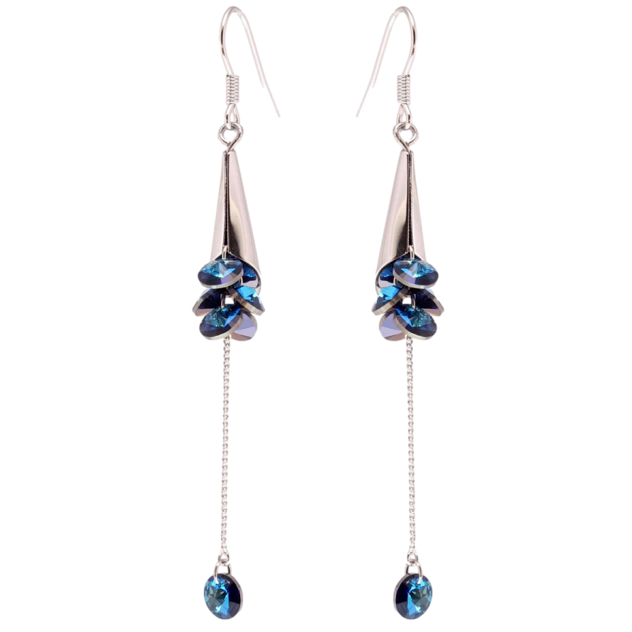 Серьги Xuping цвет Родий с кристаллами Swarovski французский замок Изящные подвески с кристаллами Bermuda фото №1