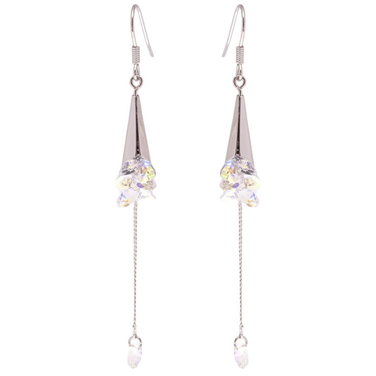 Серьги Xuping цвет Родий с кристаллами Swarovski французский замок Изящные подвески с кристаллами Shimmer фото №2