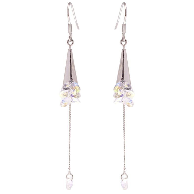 Сережки Xuping колір Родій з кристалами Swarovski французький замок Витончені підвіски з кристалами Shimmer фото №3 Сережки Xuping колір Родій з кристалами Swarovski французький замок Витончені підвіски з кристалами Shimmer фото №3