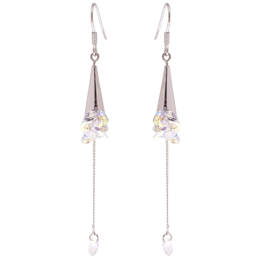 Серьги Xuping цвет Родий с кристаллами Swarovski французский замок Изящные подвески с кристаллами Shimmer фото №1