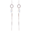 Серьги Xuping цвет Родий с кристаллами Swarovski французский замок "Кристаллы Shimmer на колечках с цепочками" фото №2