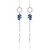 Серьги Xuping цвет Родий с кристаллами Swarovski французский замок "Кристаллы Metallic Blue на колечках" фото №2
