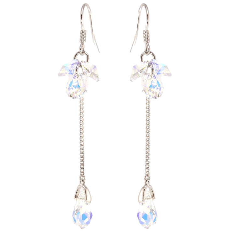 Серьги Xuping цвет Родий с кристаллами Swarovski французский замок Кристаллы Shimmer на цепочке фото №25