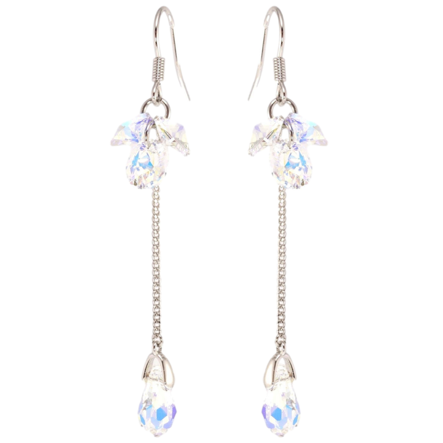 Серьги Xuping цвет Родий с кристаллами Swarovski французский замок Кристаллы Shimmer на цепочке фото №1 Серьги Xuping цвет Родий с кристаллами Swarovski французский замок Кристаллы Shimmer на цепочке фото №1