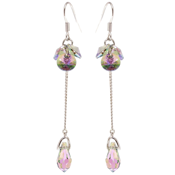 Серьги Xuping цвет Родий с кристаллами Swarovski французский замок Кристаллы Vitrail Light на цепочке фото №24