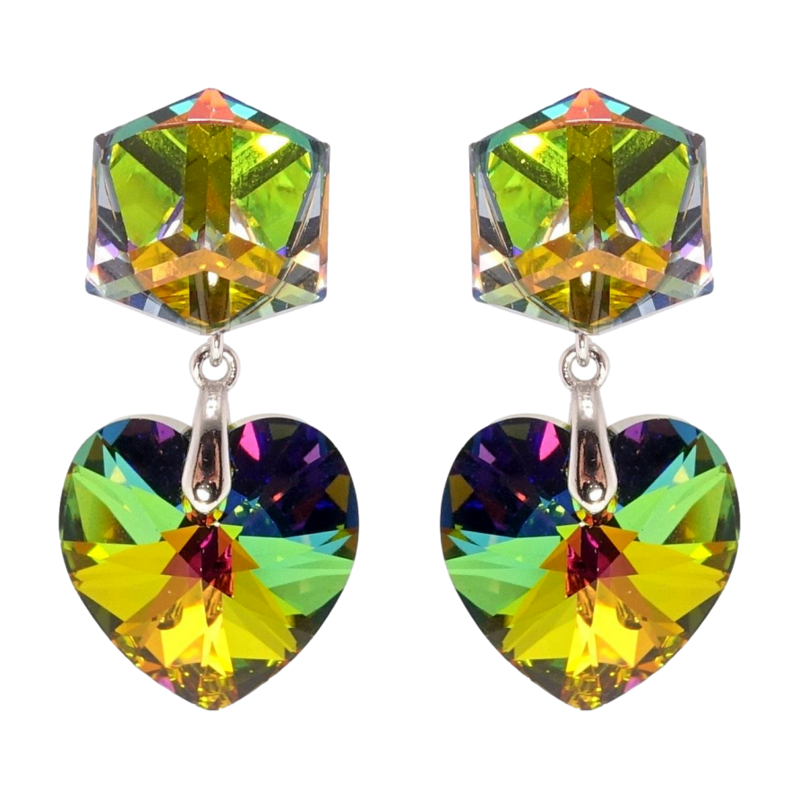 Серьги Xuping цвет Родий с кристаллами Swarovski пусеты Кристаллы Vitrail Medium фото №1 Серьги Xuping цвет Родий с кристаллами Swarovski пусеты Кристаллы Vitrail Medium фото №1