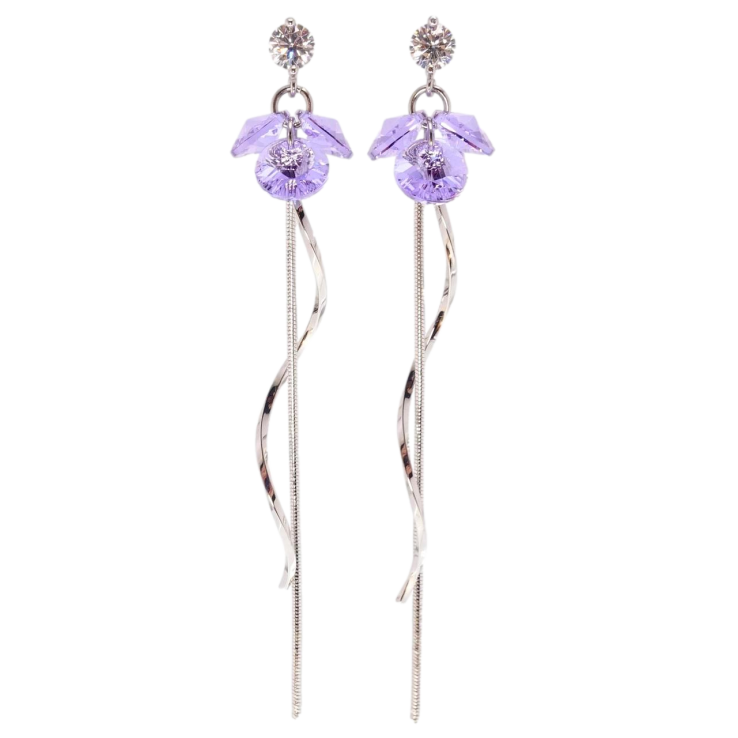 Сережки Xuping колір Родій з кристалами Swarovski пусети Витончені підвіски з кр-ми Provence Lavender фото №25 Сережки Xuping колір Родій з кристалами Swarovski пусети Витончені підвіски з кр-ми Provence Lavender фото №25
