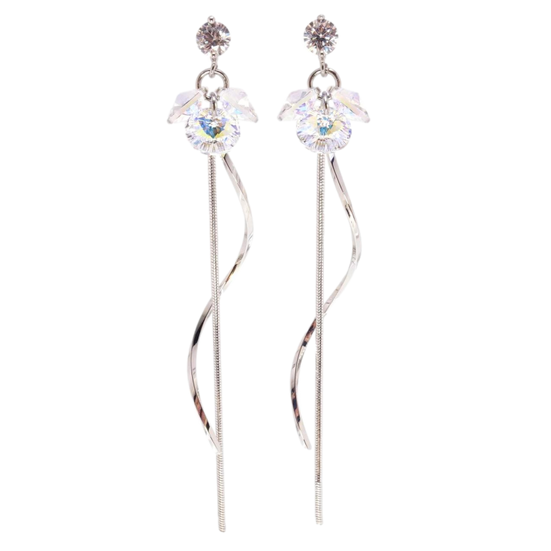Сережки Xuping колір Родій з кристалами Swarovski пусети Витончені підвіски з кристалами Moonlightr фото №5