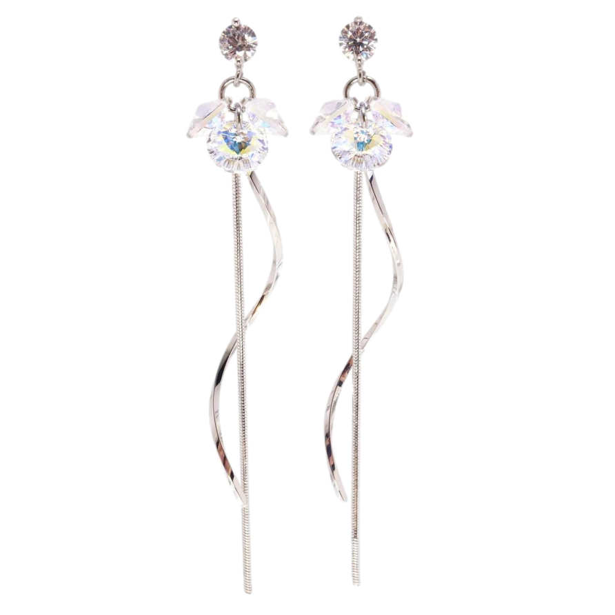 Сережки Xuping колір Родій з кристалами Swarovski пусети Витончені підвіски з кристалами Moonlightr фото №1