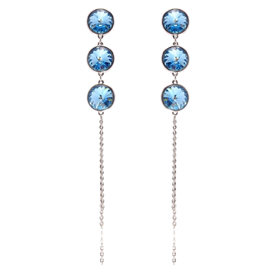 Серьги Xuping цвет Родий с кристаллами Swarovski пусеты Кристаллы Laguna Delite на цепочке фото №1 Серьги Xuping цвет Родий с кристаллами Swarovski пусеты Кристаллы Laguna Delite на цепочке фото №1