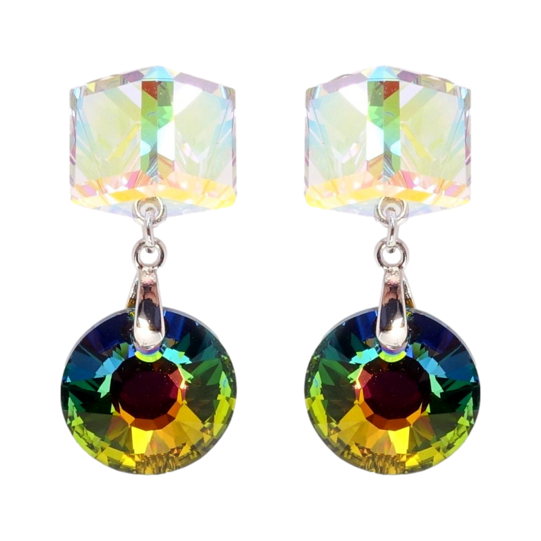 Сережки Xuping колір Родій з кристалами Swarovski пусети Кристальні підвіски фото №9