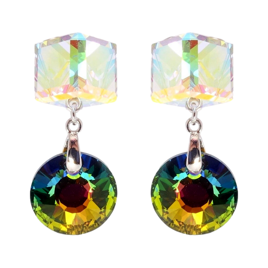 Сережки Xuping колір Родій з кристалами Swarovski пусети Кристальні підвіски фото №1