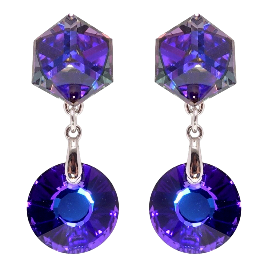 Сережки Xuping колір Родій з кристалами Swarovski пусети Кришталеві підвіски Cobalt фото №1 Сережки Xuping колір Родій з кристалами Swarovski пусети Кришталеві підвіски Cobalt фото №1
