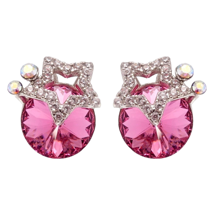 Сережки Xuping колір Родій з кристалами Swarovski пусети Зірки з кристалом Rose фото №19 Сережки Xuping колір Родій з кристалами Swarovski пусети Зірки з кристалом Rose фото №19